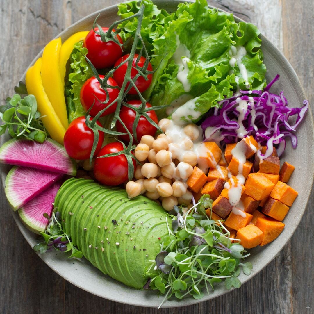 salad bowl with lots of different veggies
