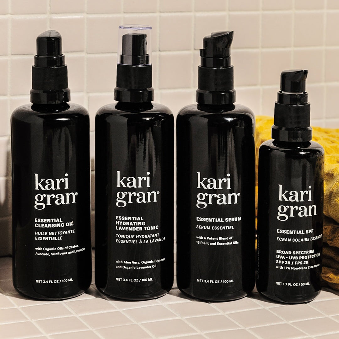 Kari Gran products on a bathroom counter
