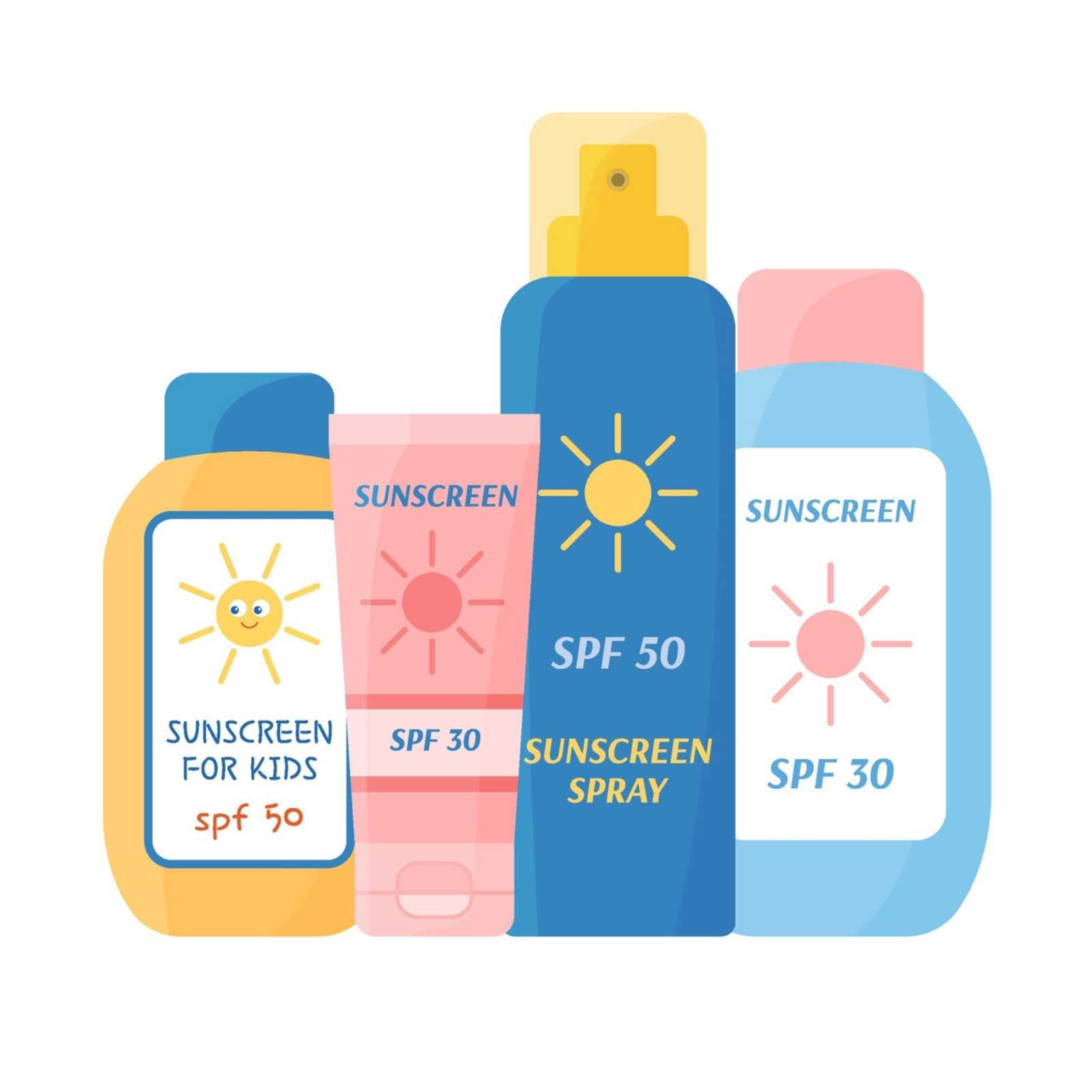 drawing of sunscreen bottles