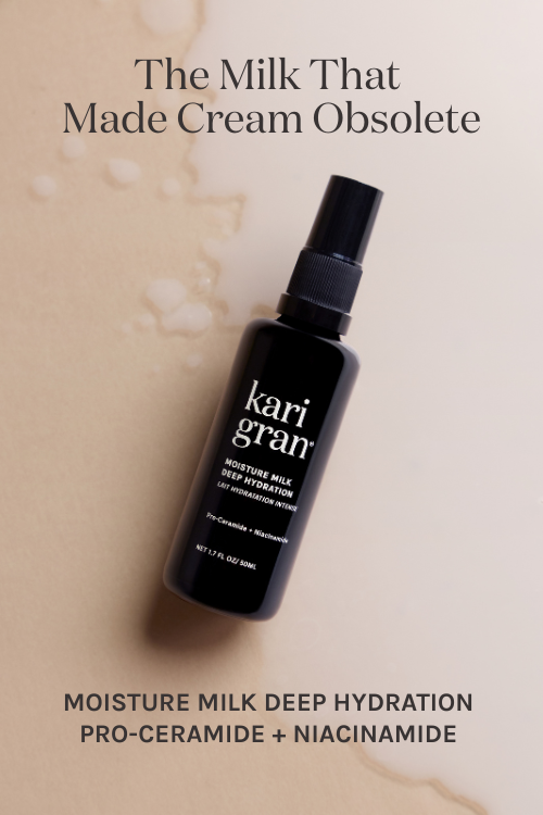 Kari Gran Moisture Milk Deep Hydration bottle on a beige background