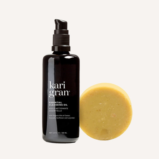 essential cleansing oil and luxe cleansing bar