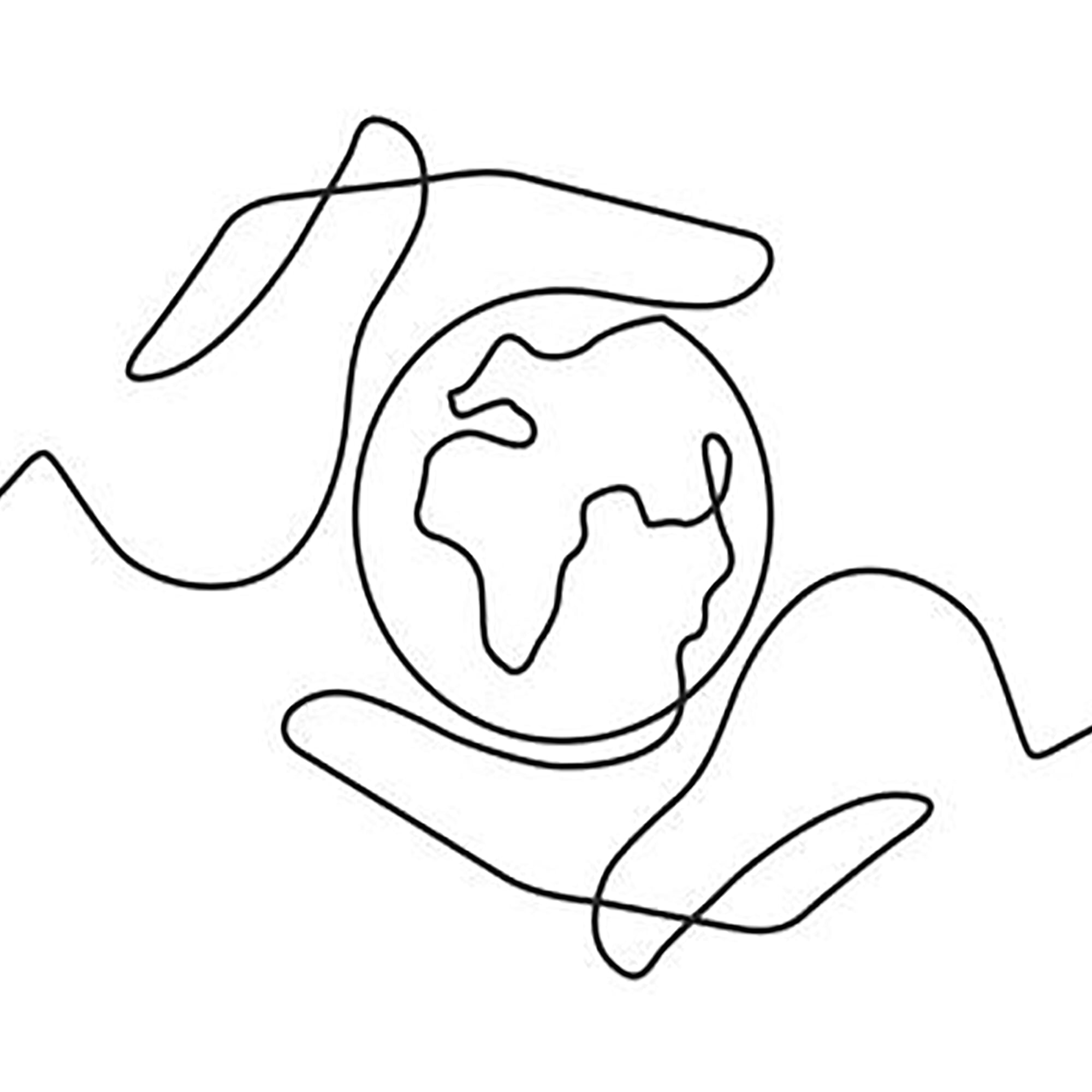 drawing of hands holding the earth