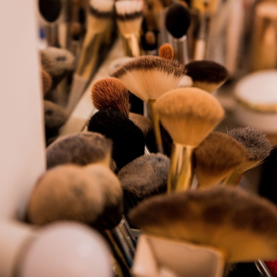 lot of makeup brushes