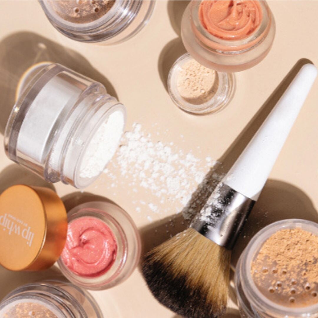 open containers of mineral makeup