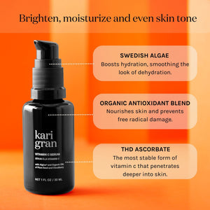 brighten, moisturize, and even skin tone with swedish algae, organic antioxidant super blend and THD ascorbate 