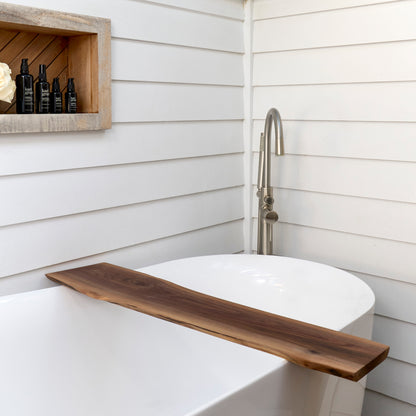 Live-Edge Dark Walnut Bath Board
