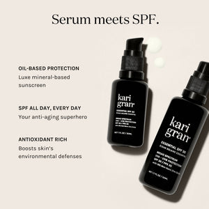 Serum meets SPF.  Oil-based protection, SPF all day, every day, antioxidant rich