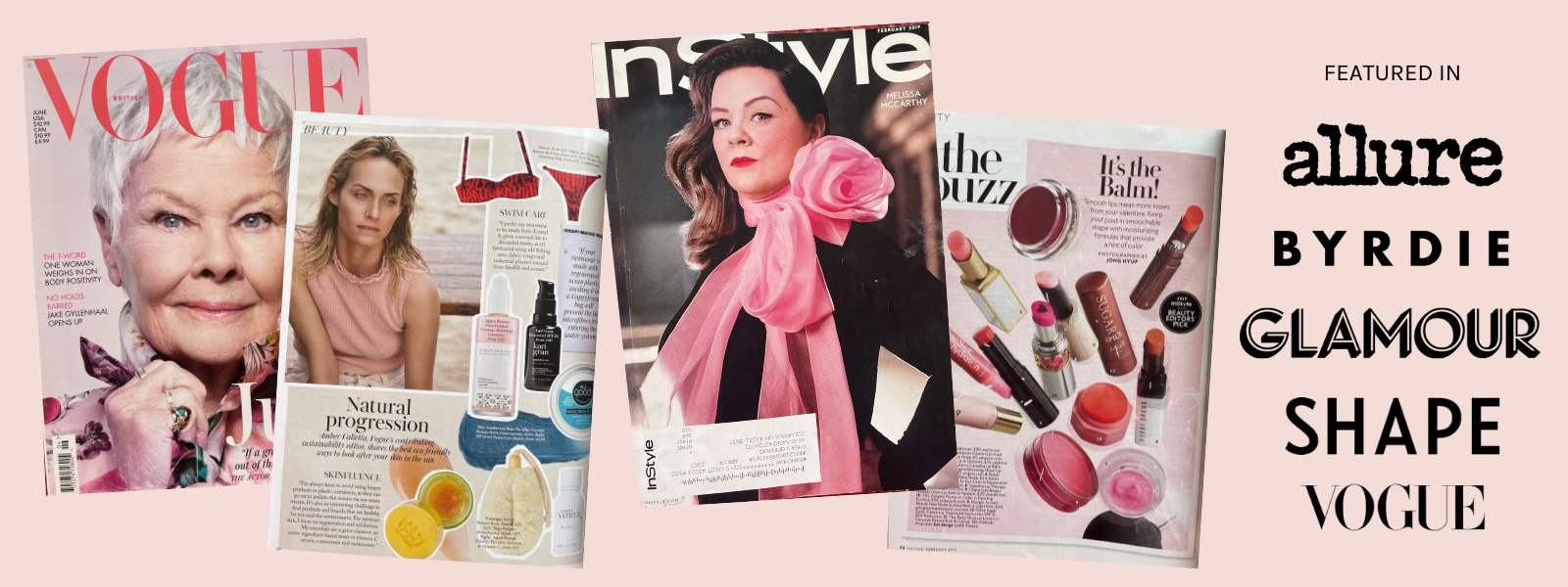 Covers of magazines and spreads featuring Kari Gran