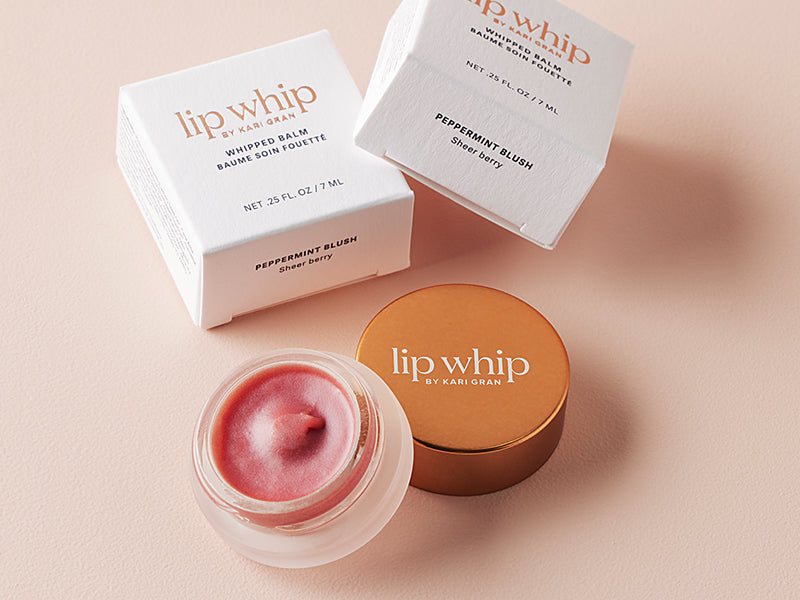 blush lip whip with box in the background